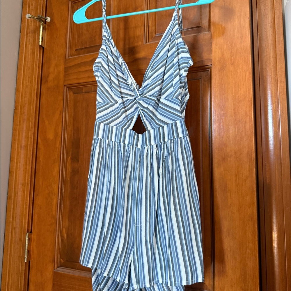 Striped Blue and White Romper